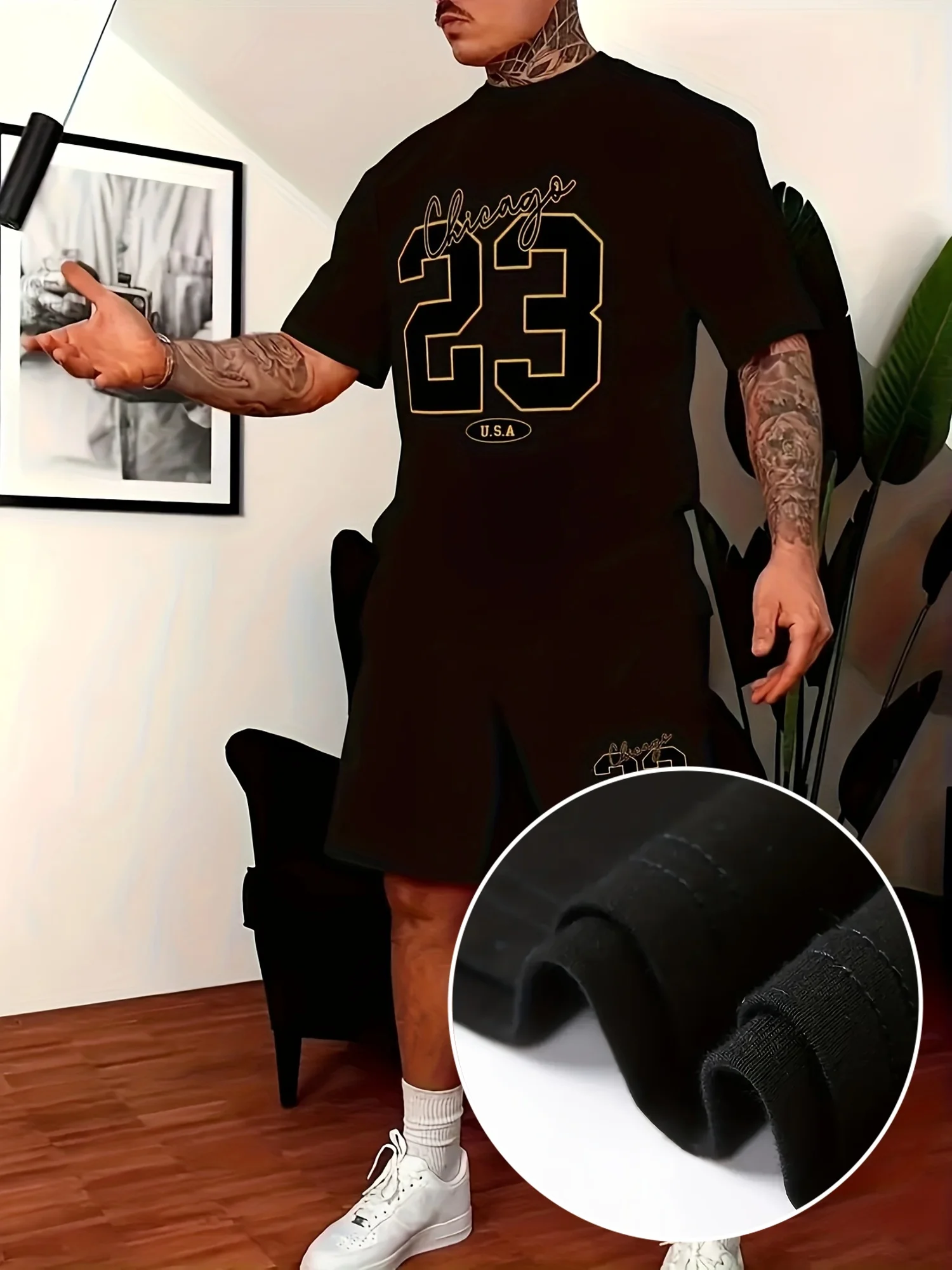 

Men's Casual Sports Set Outdoor Casual Men T-shirt and Shorts Set Casual Sports Set Men Casual Printed Sports Set Breakable