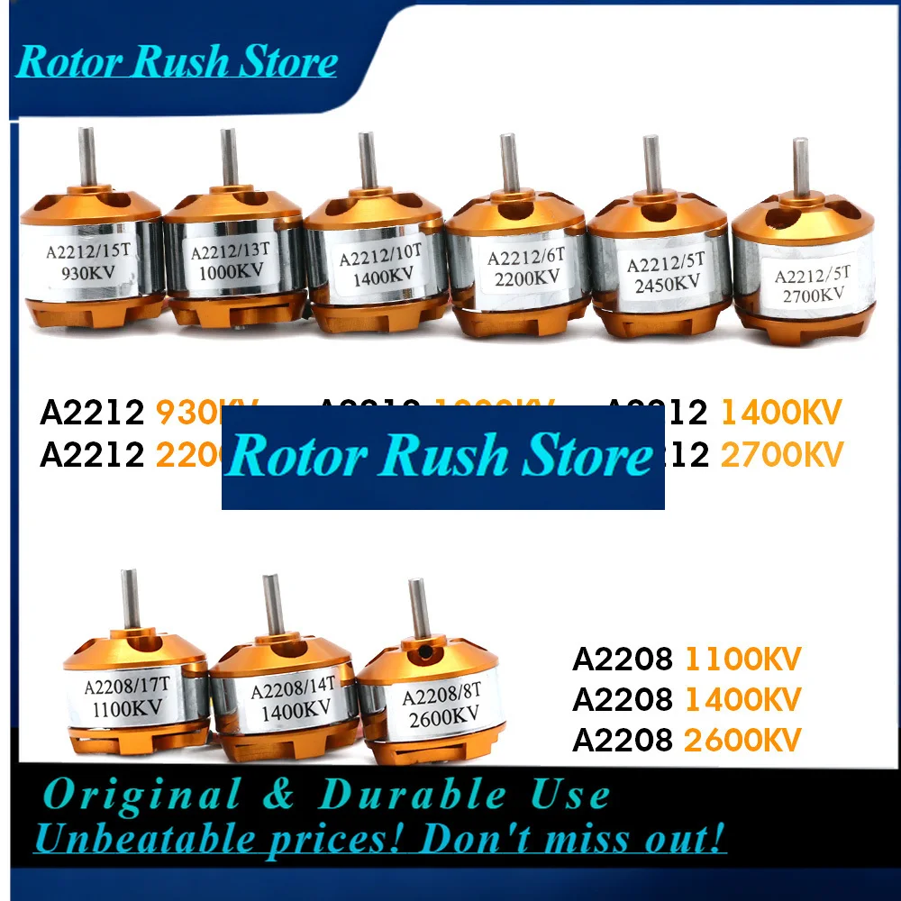 RoRuSXXD A2212Series Brushless Motor High-Speed Options For RC Aircraft Plane Multi-copter - 930KV 1000KV 1400KV 2200KV 2450KV 2