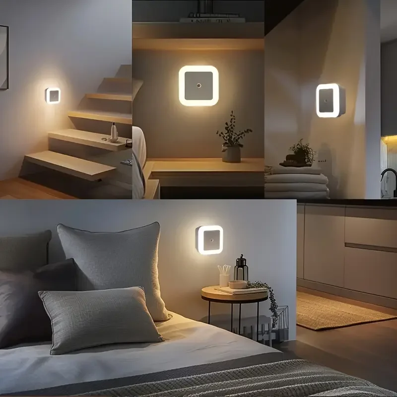 Luz nocturna con detección de luz, enchufe de luz LED nocturna inteligente, adecuada para dormitorios, baños, cocinas, pasillos, 1/2/4 Uds.