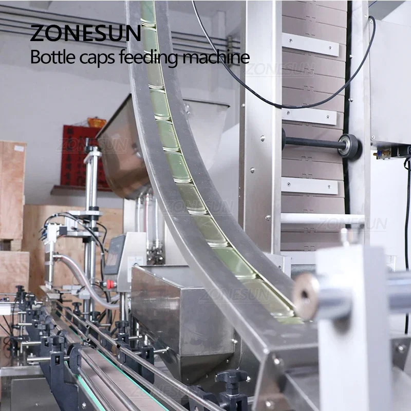 ZONESUN Automatische aangepaste plastic PET-fles Bulkpotdop Voeden Lifting Lift Machine Transportband Productielijn