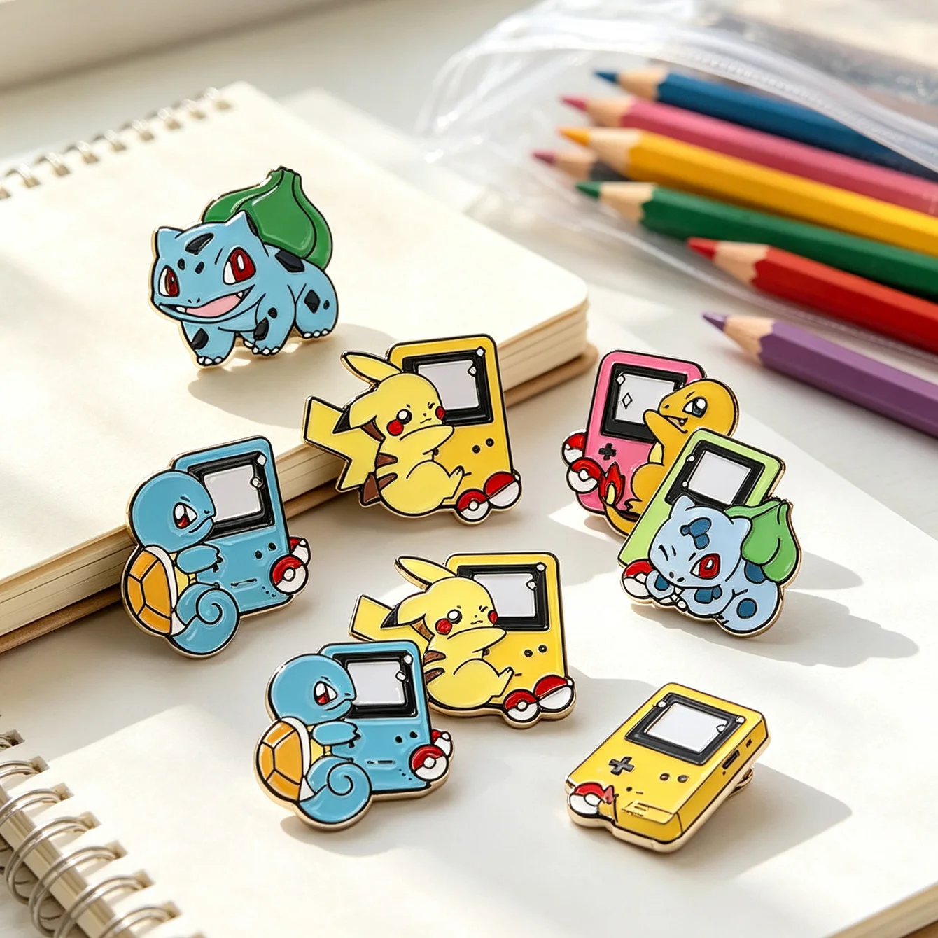 Retro Game Console Themed Enamel Badges Kawaii Pikaichue Decor Ornaments for Denim Coat & Canvas Bag Trendy Small Anime Merch