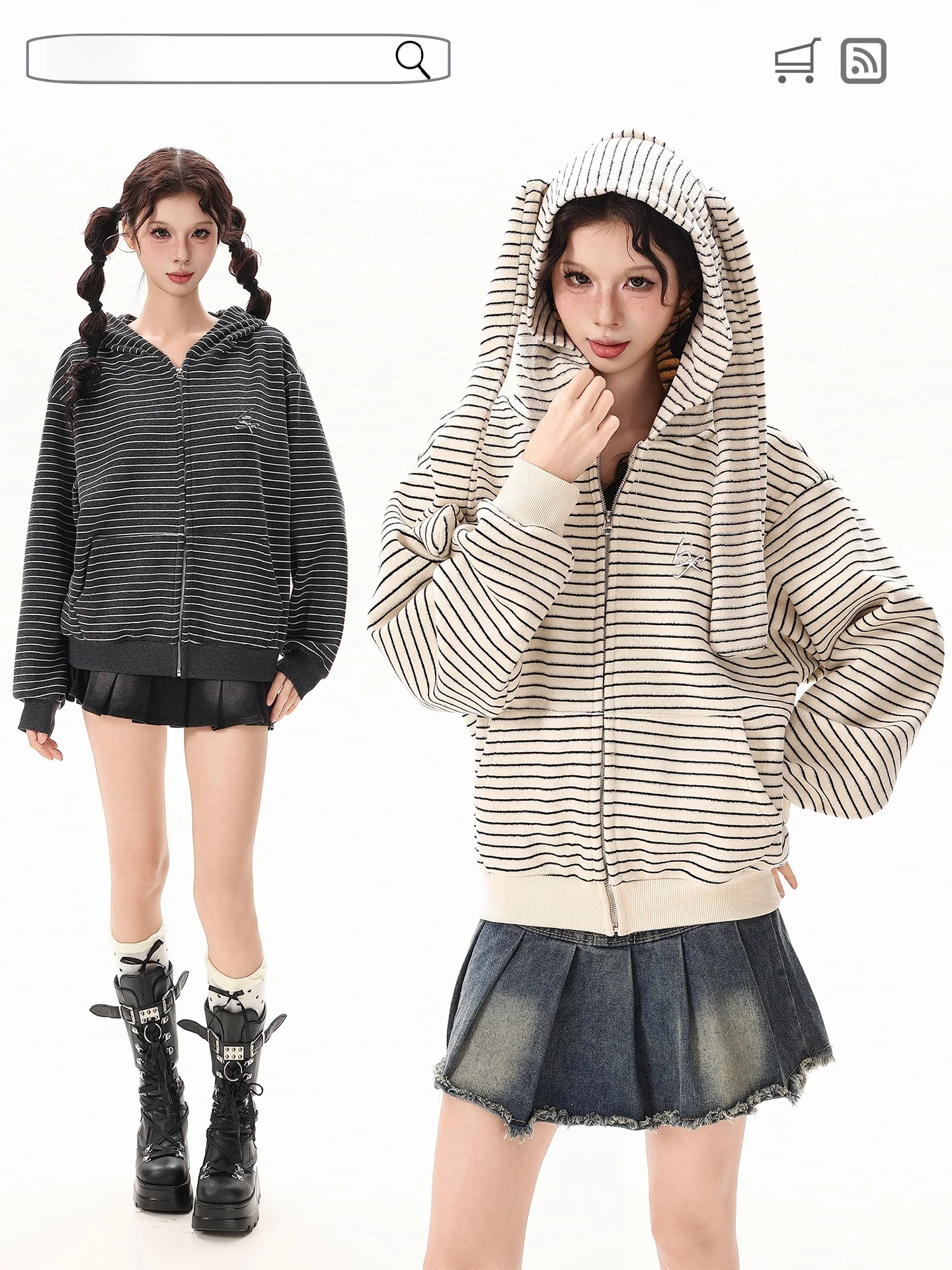 

Женская свободная универсальная толстовка Lazy Sle с полосатым дизайном и ушками кролика, осенняя новинка, удобная, с длинными рукавами