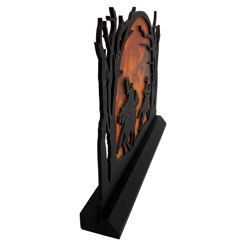 AA73 Headless Horseman Silhouette Halloween Desktop Decoration, Headless Horseman Silhouette Statue With Background