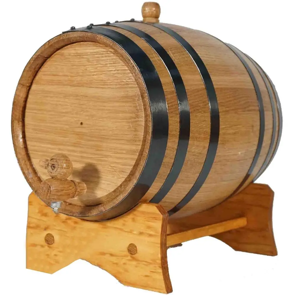 

1 Gallon Oak Aging Barrel (5 Liter) with Stand, Bung and Spigot - Wooden Mini Whiskey Barrel - Charred Oak Barrels or Aging Whis