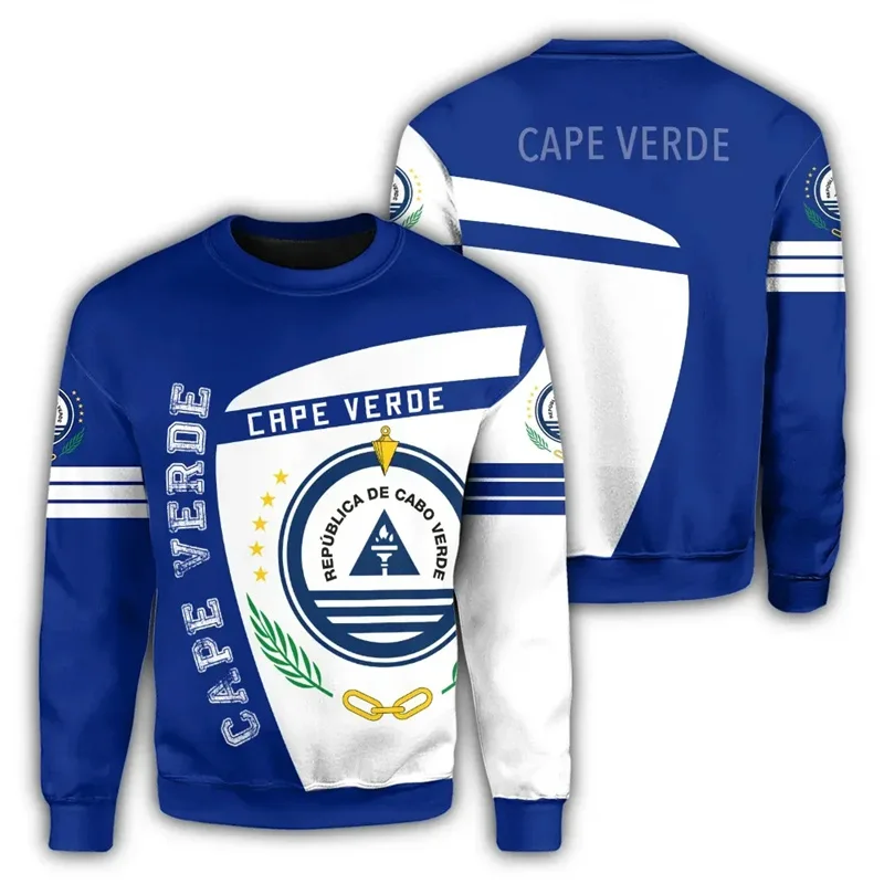 Cape Verde Flag Map Graphic Sweatshirts For Men Clothes Fashion Women Sweater Casual Male Streetwear Autumn Pullovers Tracksuit