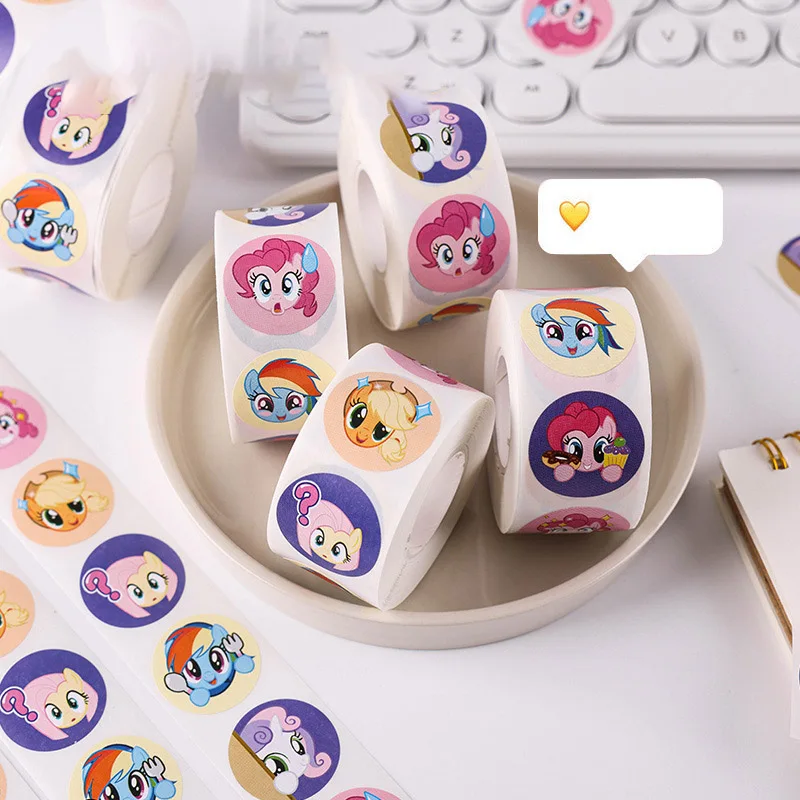 500Pcs Kawaii My Little Pony Stickers Twilight Sparkle Fluttershy Cute Anime Sealing Tape Envelope Decoration Stickers Gifts Toy