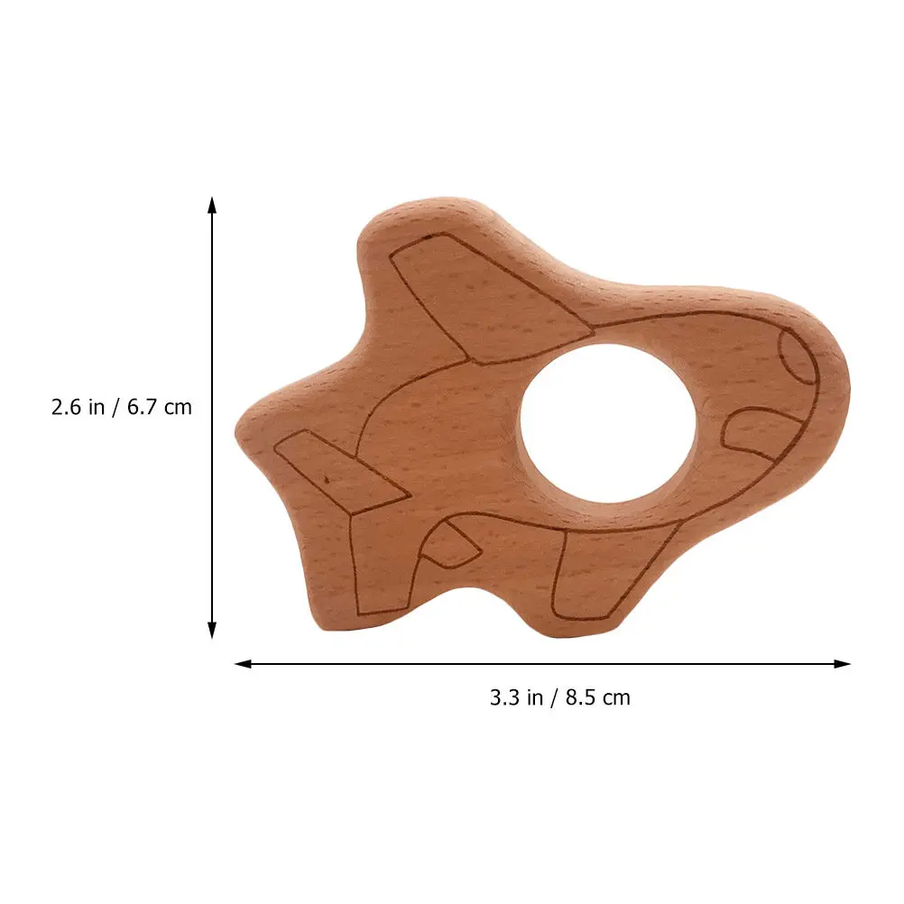 2 Piezas Mordedor de Madera con Forma de Avión para Bebé, Herramienta Segura y Natural para la Exploración Sensorial Infantil, Alivio del Dolor y Auto-ajustamiento