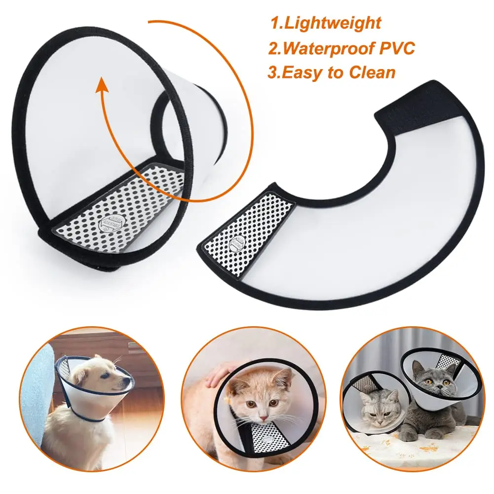 Vivifying Cat Cone, Adjustable Recovery Pet Cone, Lightweight Plastic Elizabethan Collar for Cats, Mini Dogs and Rabbits