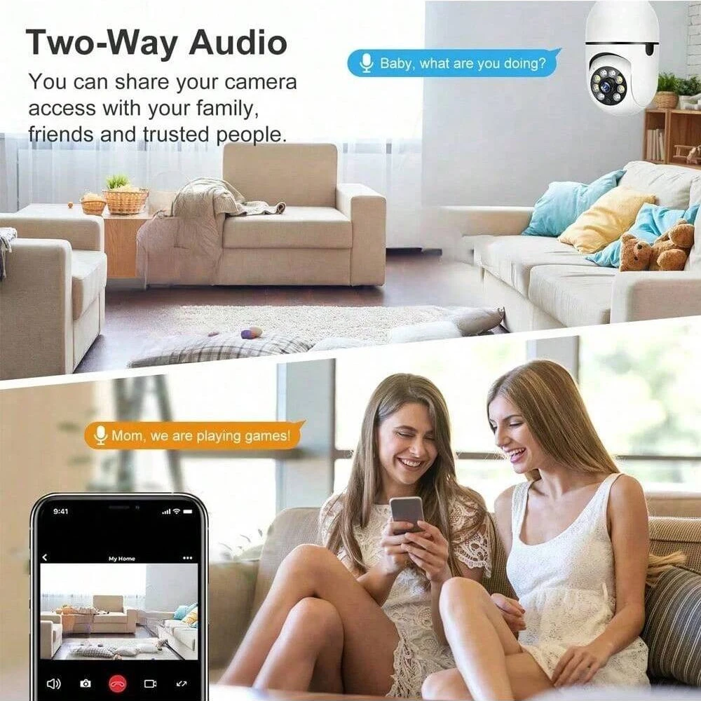 E27 2.4GWiFi IP كاميرا لمبة كام مراقبة الطفل اللاسلكية AI تتبع الأمن مراقبة الفيديو كاميرا الحيوانات الأليفة 360 ° شاهد كشف الحركة #5