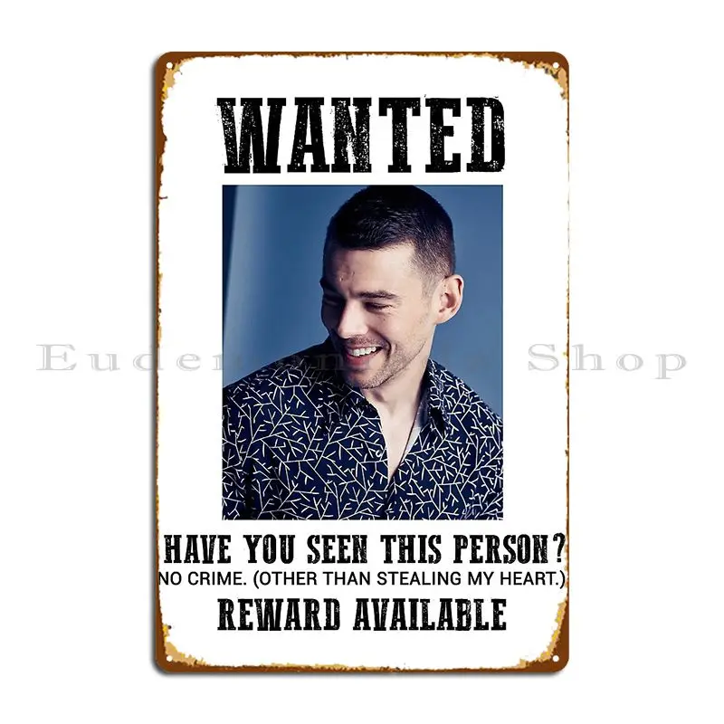 Wanted Brian J Smith Metal Sign Poster Rusty Garage Decoration Plaques Designing Garage Tin Sign Poster