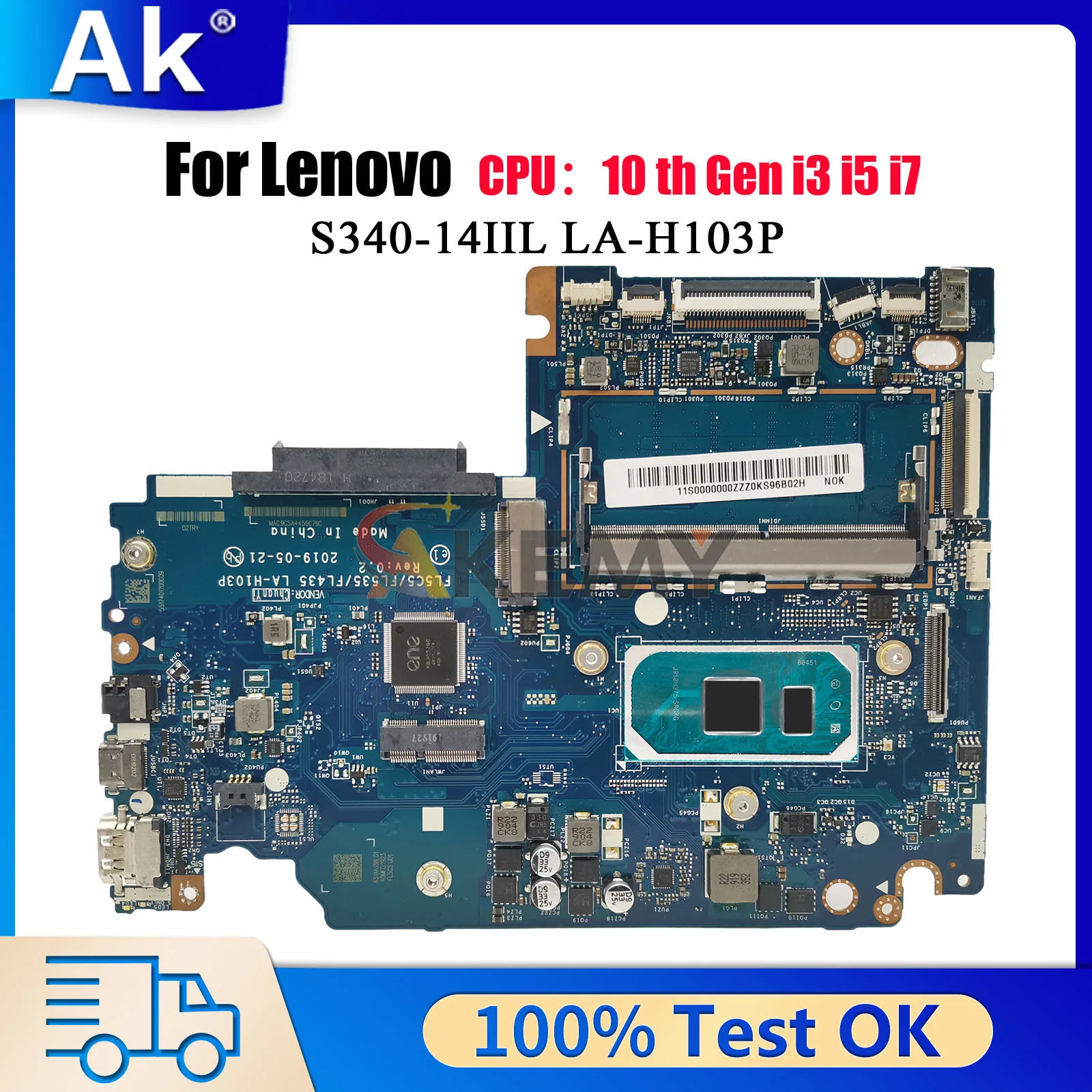 

LA-H103P For Lenovo Ideapad S340-15IIL with i3 i5 i7 CPU 4GB RAM Laptop Motherboard 100% Tested OK