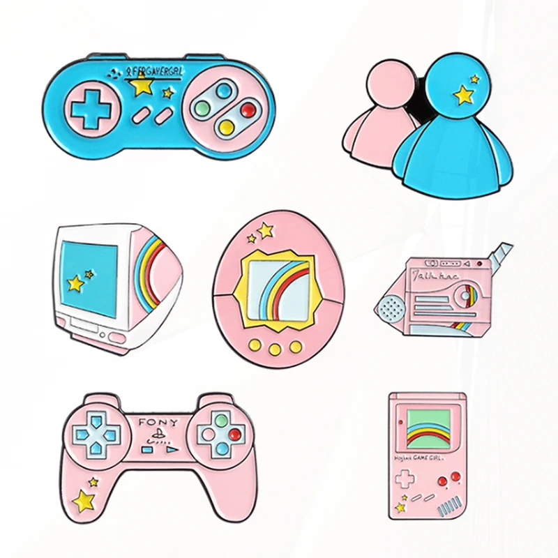 Handheld Game Controller Pins, Retro Game Lovers Broche, Badge Acessórios, Game Machine Esmalte Broche, JOGO SOBRE! Jogador do jogo