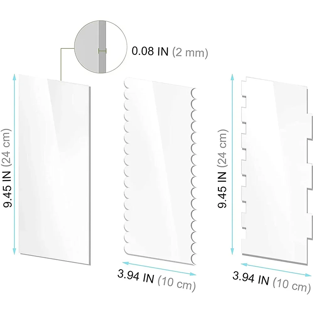 Transparent Cake Cream Scraper Cake Making Scraper Rectangular Acrylic Cake Baking Tool Cake Decorating Tools Kitchen Tools