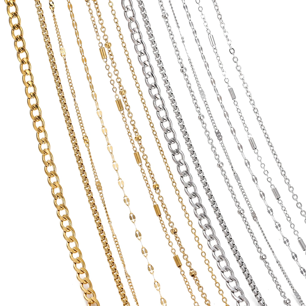 2Meters DIY Jewelry Making Chain 7 Types 14K Gold Plated Brass Round Link Cable Chains For Needlework diy Jewelry Accessories