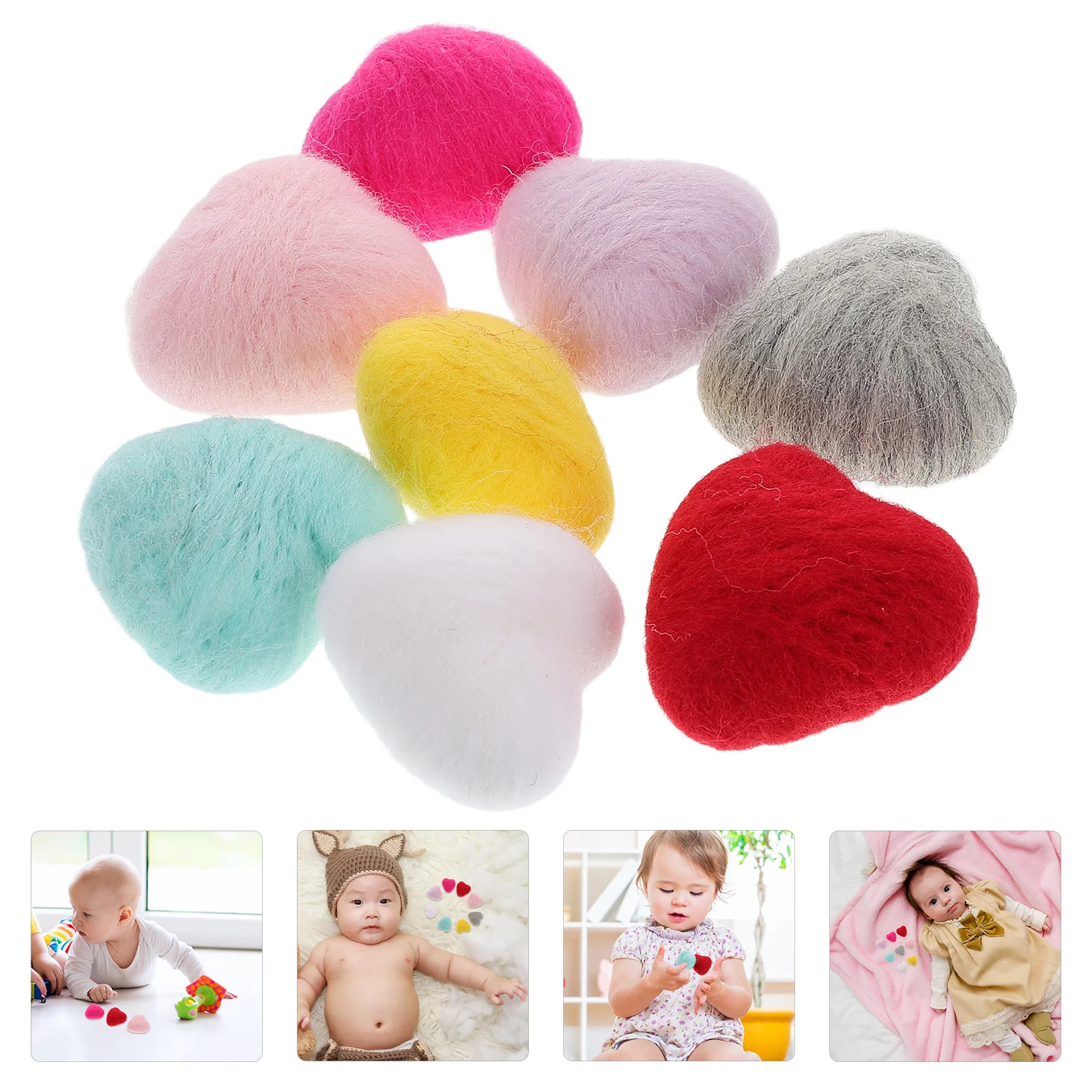

8Pcs Wool Felt Hearts: Soft Handmade Heart-Shaped Photo Props for Newborn Baby Photography Decor Craft Accessories 4Cm