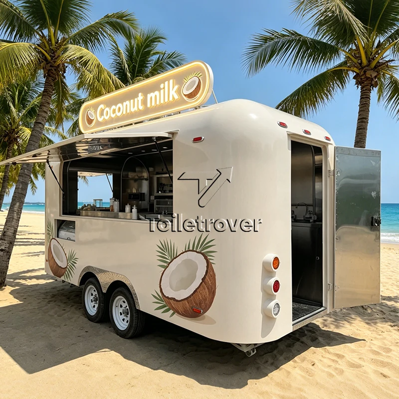 Wholesale Mobile Coffee Bar Beer Juice Drink Trailer Fully Equipped Vintage Concession Food Truck with 3 Sinks for USA Market