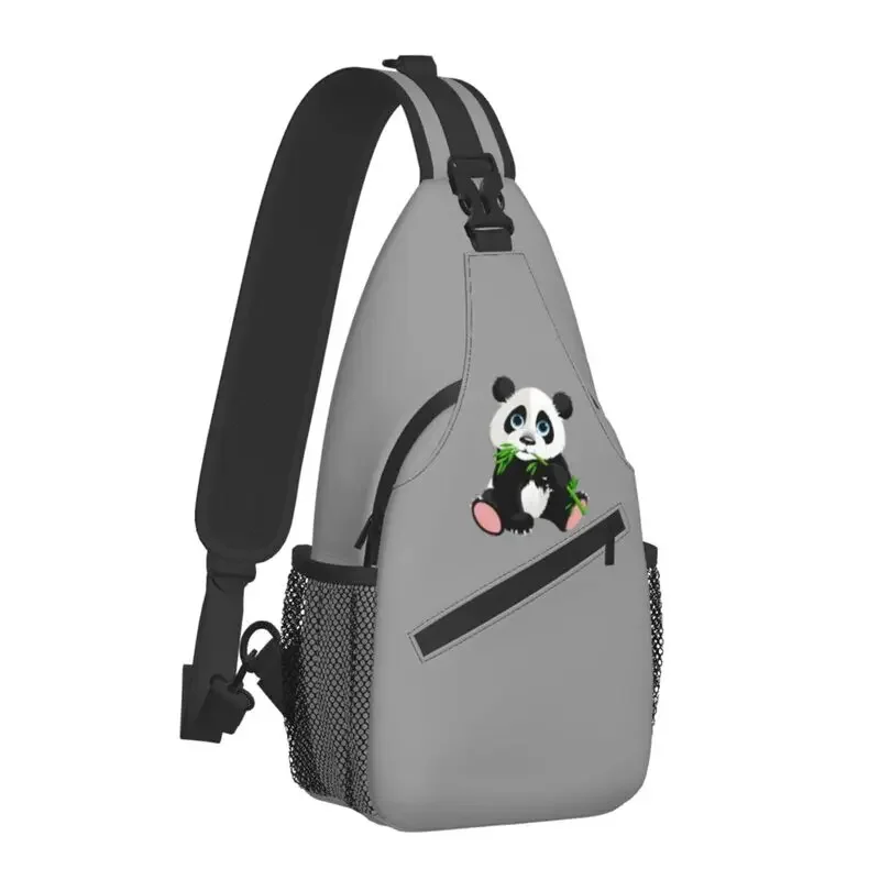 Customized Panda Eating Bamboo Sling Bags for Men Cool Animal Shoulder Chest Crossbody Backpack Traveling Daypack