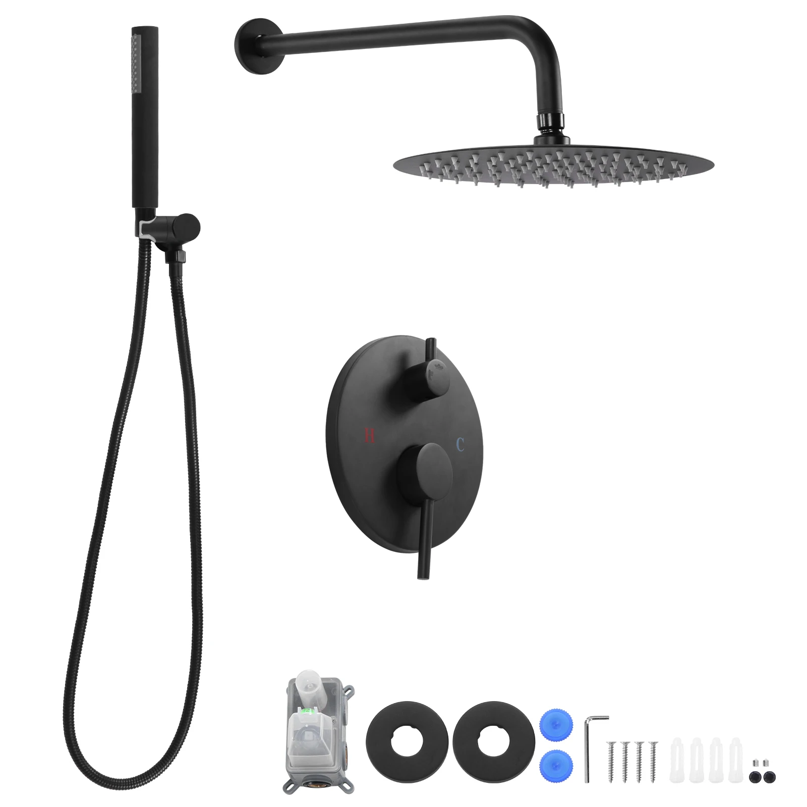 

Ceiling Mount Shower System with 10 Inch Showerhead High Pressures Shower Trim Kit with Rough-in Valve for Home Bathroom Hotel