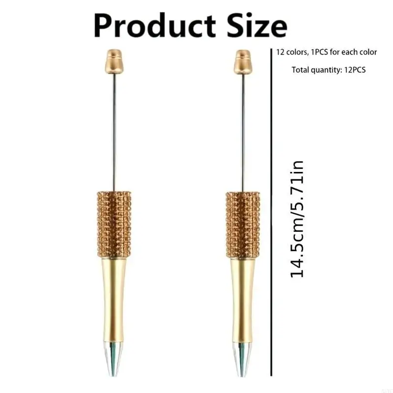 A5YC 12-delige balpennen met kralen voor knutselliefhebbers en schrijversknutselcadeau