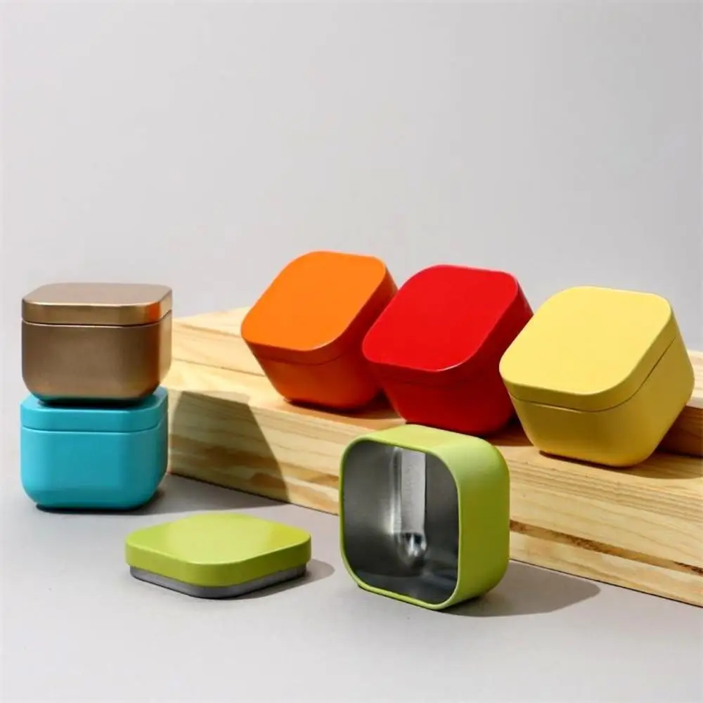 Square Candle Jars Metal Tin Can Box Tea Jar With Lid Wholesale Lip Balm Cream Cosmetic Container Travel Refillable Bottle