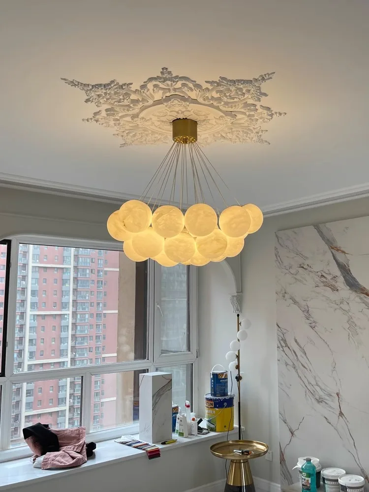 Home Deco G9 LED Marble Ball Bouquet Alabaster Series 2024 Trendy Chandelier Lighting Lustres Hanging Lamps For Living Room