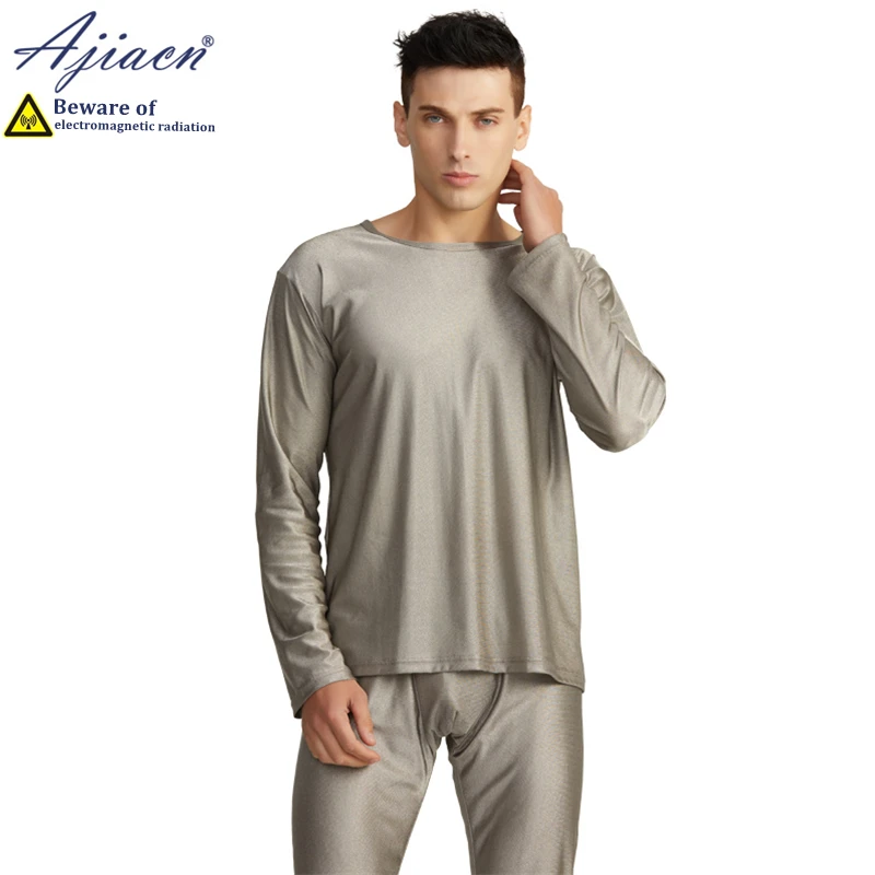 Genuine anti-radiation 100% silver fiber knitted fabric men\'s long underwear Electromagnetic radiation shielding underwear