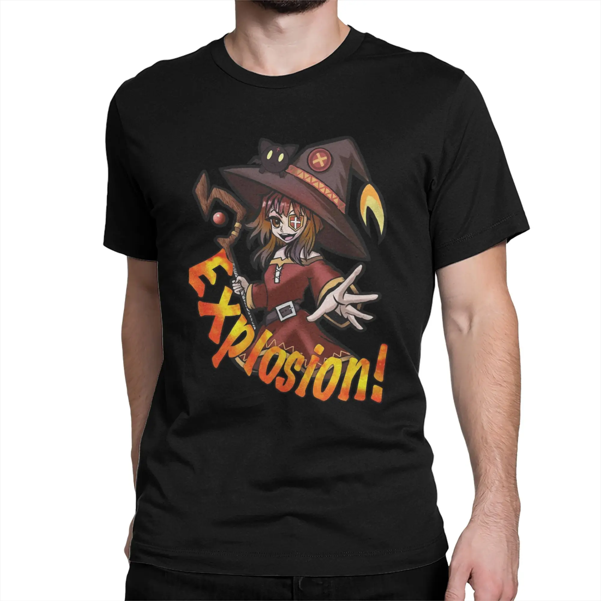 Men Women's T-Shirts Konosuba Megumin Awesome Pure Cotton Tee Shirt Short Sleeve  T Shirt Round Collar Clothing Classic