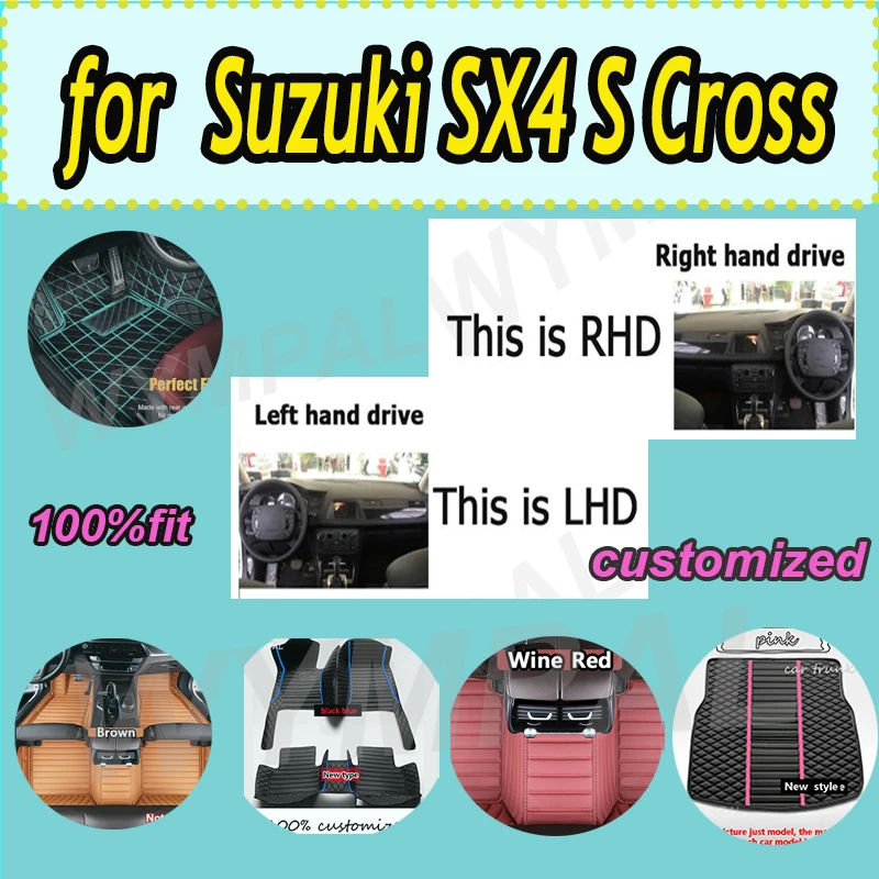 

LUXURY Custom Auto Luxury Leather Car Floor Mat For Suzuki SX4 S Cross 2020 2021 2022 Floor Mats Car Mat Full Set