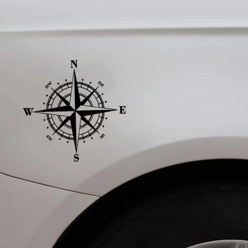 Universal Navigation Compass Car Stickers Vinyl Decal Motorcycle Decoration Auto Exterior Accessories Black/White/Laser 15X15cm