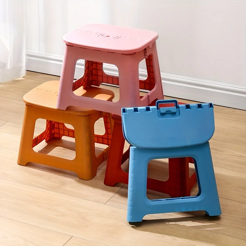 1pc Plastic Folding Stool, Portable Handheld Collapsible Chair, Durable Multi-Color Compact Step Stool For Home & Outdoor Use