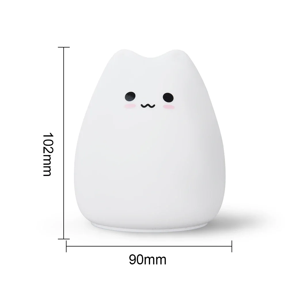 Cute Cat Night Light Cartoon 7 Colors Silicone Sleeping Lamp Touch Sensor Table Lamp for Home Bedroom Decoration for Baby Kids