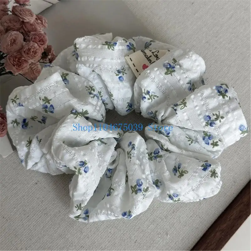 5asd Stylish Flower Hair Scrunchies With Floral Embroidery Elastic Hairbands Hair Tie