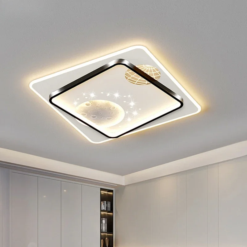 Minimally Ceiling light Space Moon Ceiling Lamp Circular LED Lights Ceiling Chandelier For Bedroom