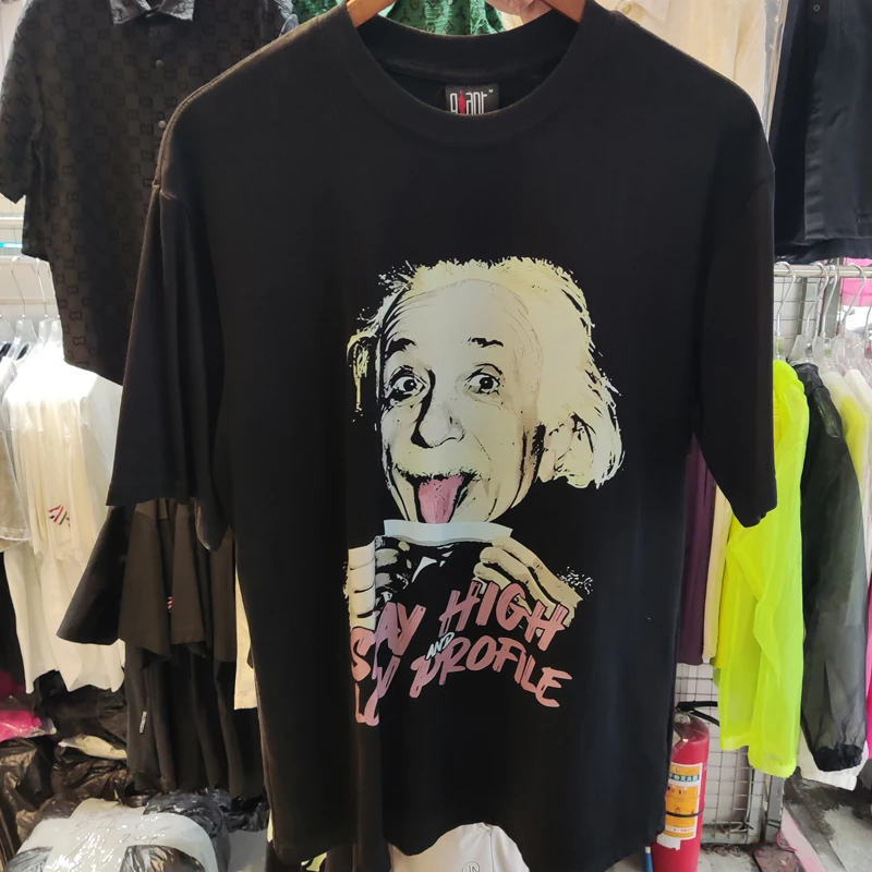 New American High Street Tee Caricature Tongue Emote 100% Pure Cotton Breathable Couple Short Sleeve T-shirt Real Picture