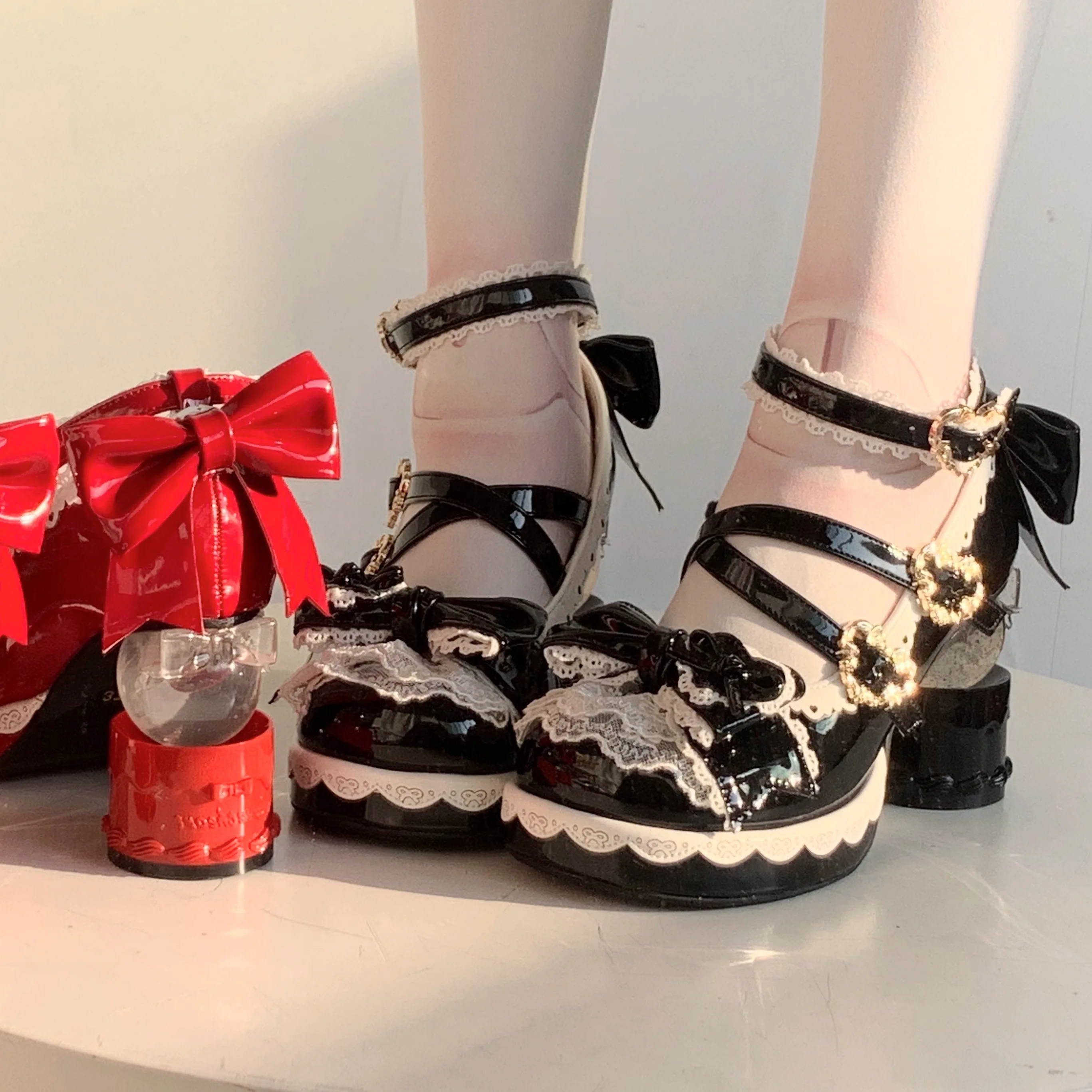 

Crystal Cake Sweetheart Original Round Head Doll Feeling Gorgeous Lolita Shoes Japanese Sweet Girl Tea Party Single Shoes