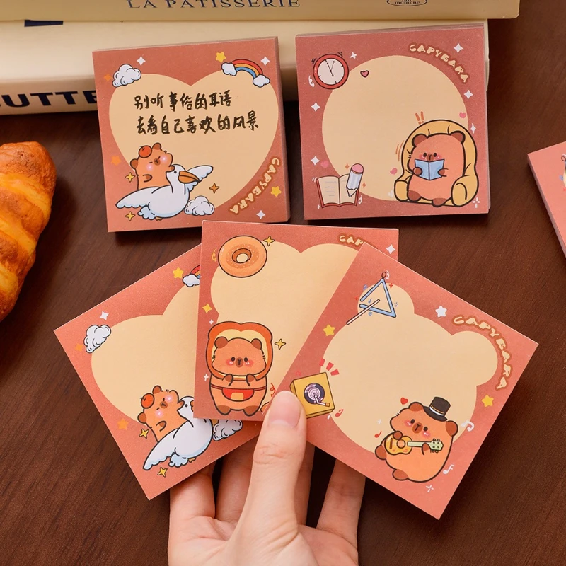 Kawai Gift Kapibara Non Adhesive Note for Students Cute Handbook Decoration Material Paper Cartoon Capybara Tearable Memo Pad