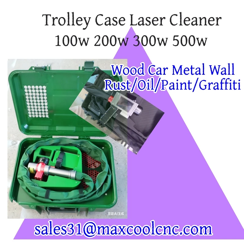 Gran oferta cubierta de carrito 30kg máquina de limpieza láser de pulso de mano limpiador láser controlado inalámbrico maleta 200w