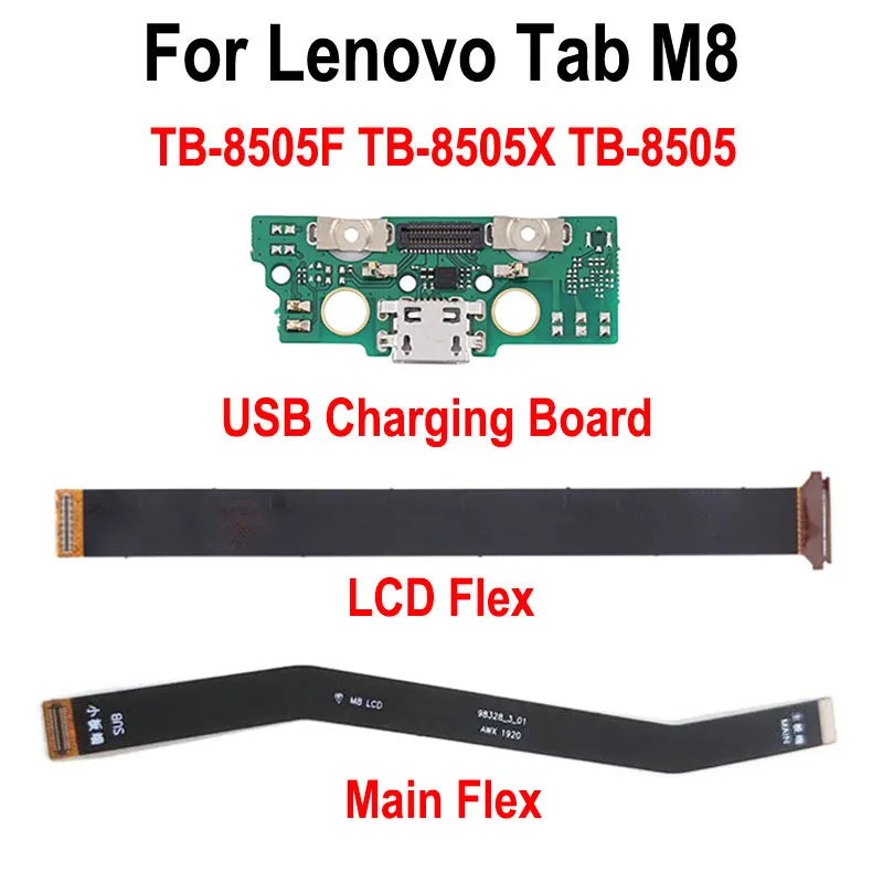 USB Charging Port Connector Charge Dock Board LCD Motherboard Main board Flex Cable For Lenovo Tab M8 TB-8505X TB-8505F TB-8505