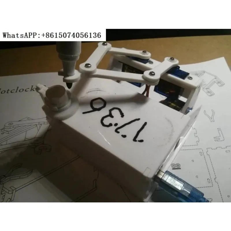 Picture 4: BOX version Plotlock robotic arm small base clock kit, installed and debugged, ready to be made with Arduino after power on