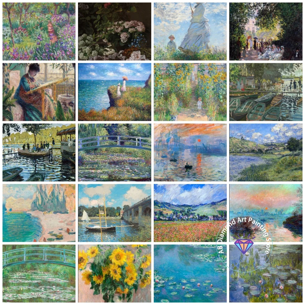 

Monet Art Painting AB Diamond Painting Kit Square Round Diamond 5D DIY Mosaic Handmade Art Adult Exquisite Gift Home Decoration