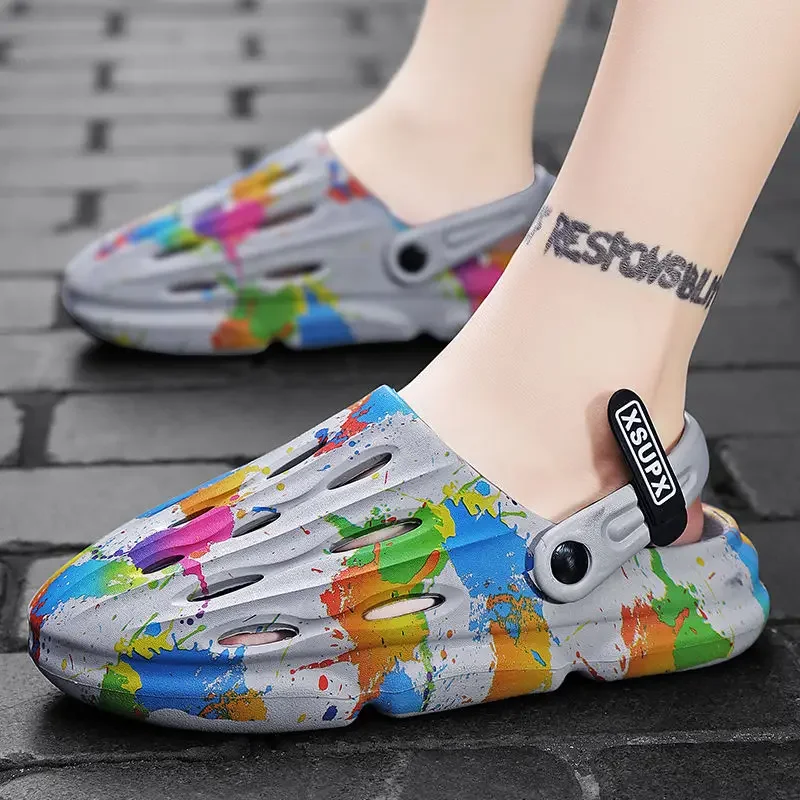 

Сандалии Sabot, мужские тапочки на платформе Eva с акварелью для мужчин, стиль 2025, хлопаки, низкая цена, Mascullino, дешевая обувь Liquidation Y2k