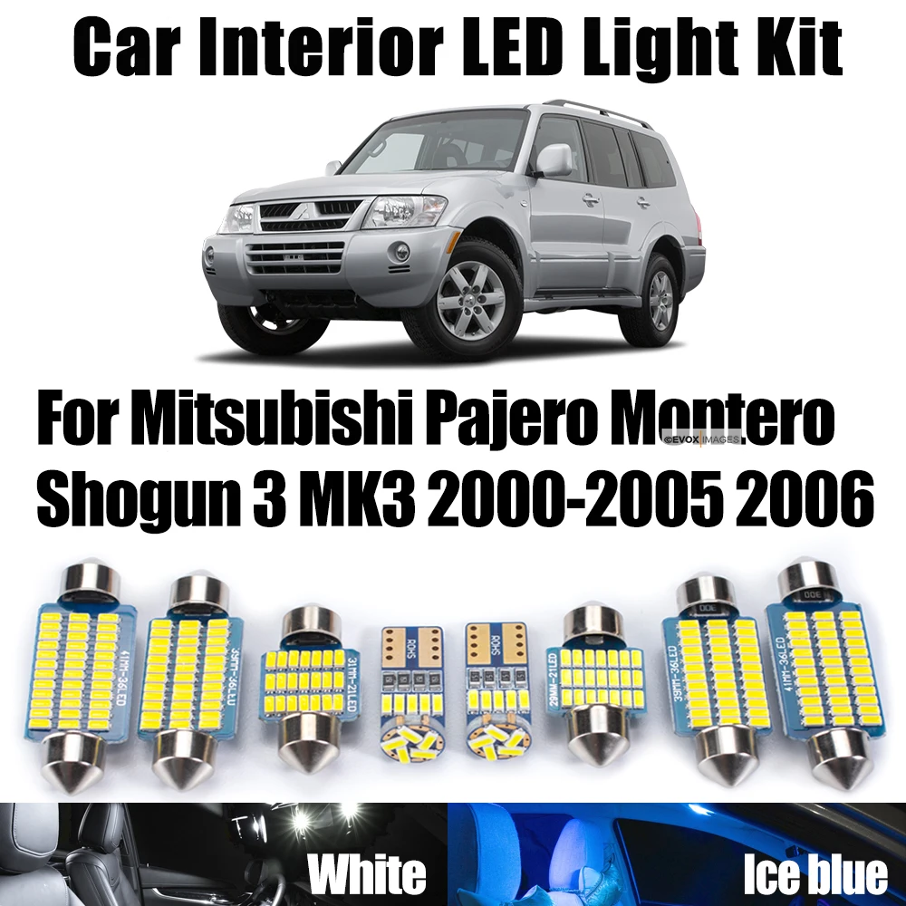 

9Pcs LED Interior Reading Dome Trunk Light Kit For Mitsubishi Pajero Montero Shogun 3 MK3 2000 - 2004 2005 2006 Car Accessories