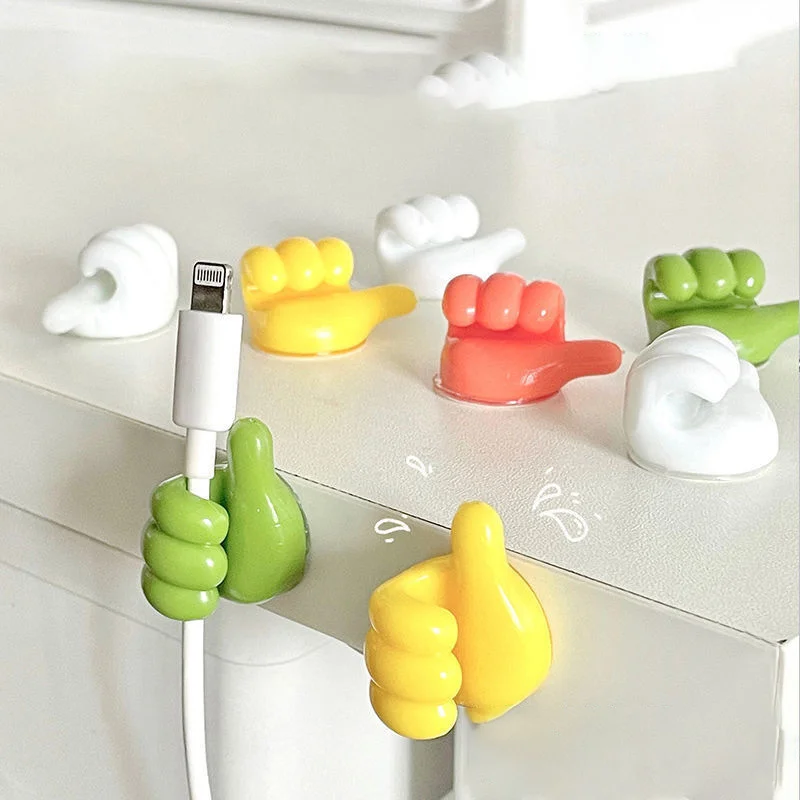 5/10Pcs Self-Adhesive Wall Decoration Hook Silicone Thumb Key Hanger Hook Home/Office Data Cable Clip Wire Desk Organizer