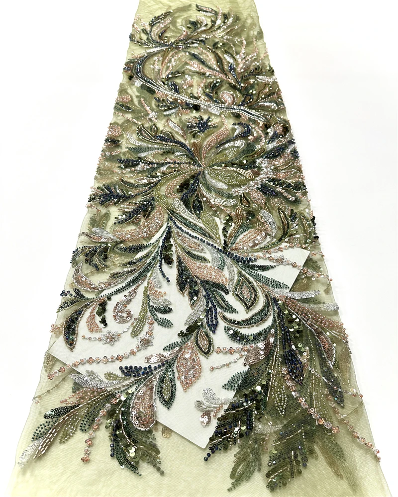 ผ้าลูกไม้คุณภาพสูงสำหรับเจ้าบ่าวชาวแอฟริกัน ปี 2026 ผ้าทูลล์ฝรั่งเศส ประดับเลื่อม ปักลูกปัด สำหรับชุดเดรสงานเลี้ยงของผู้หญิง