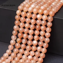 7A Quality Natural Stone Orange Moonstone Bead Round Loose Spacer 4 6 8 10mm for Jewelry Making Diy Necklace Bracelet Accessory