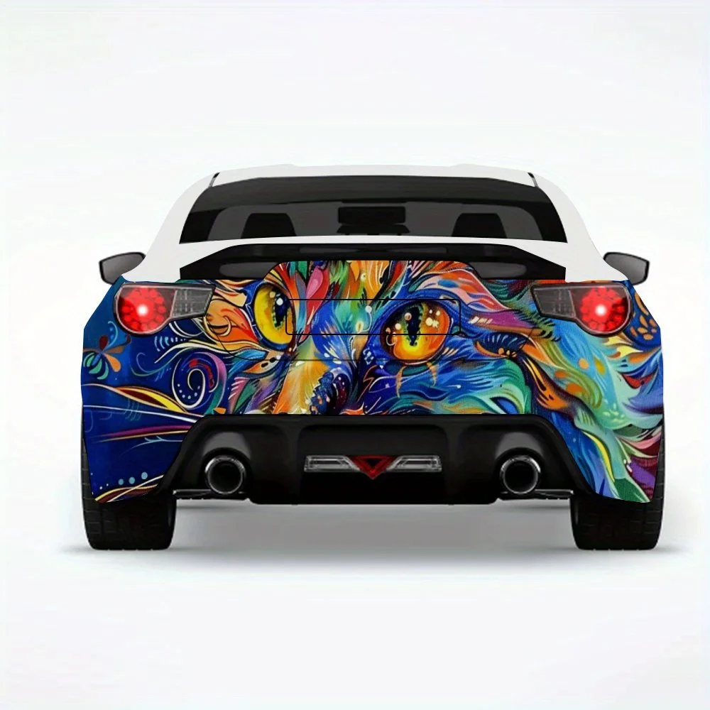 

Красочная наклейка на автомобиль с изображением кота, виниловая наклейка на заднюю часть автомобиля, водонепроницаемые самоклеящиеся виниловые наклейки для хвоста и бампера автомобиля, Decorat