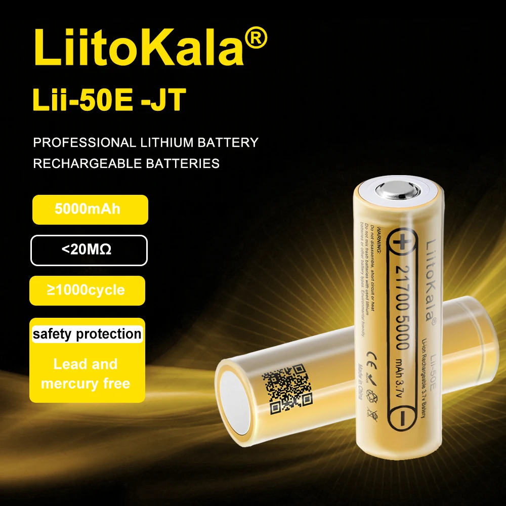 

LiitoKala Lii-50E-JT 3,7 В 21700 5000 мАч Литий-ионная аккумуляторная батарея 15 А Разряд мощности