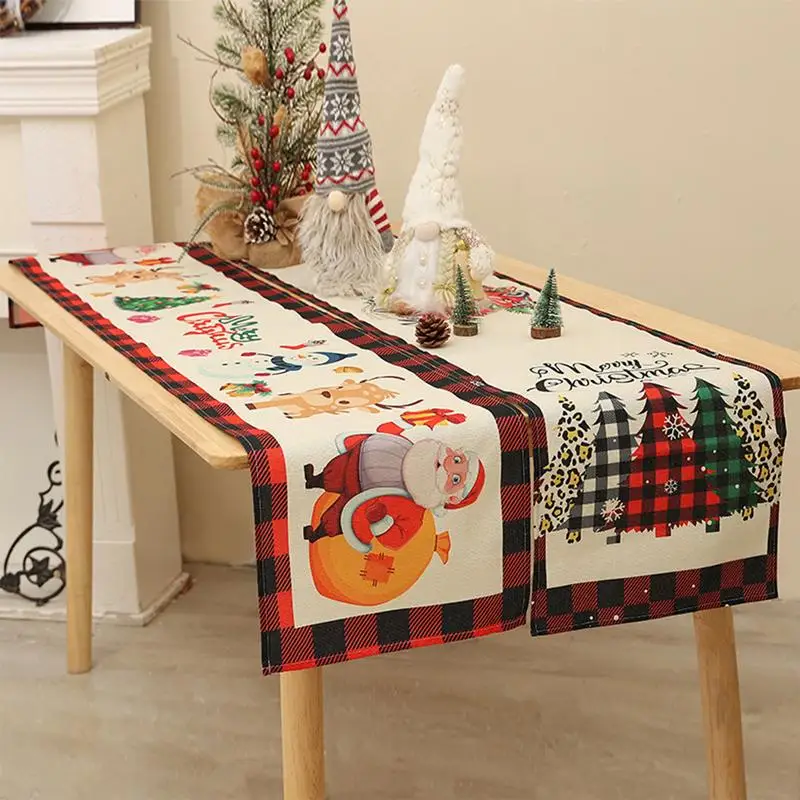 Christmas Table Runner Christmas Tree Tablecloth Snowflake Farmhouse Table Decoration Winter 13x72inch Christmas Table Runner