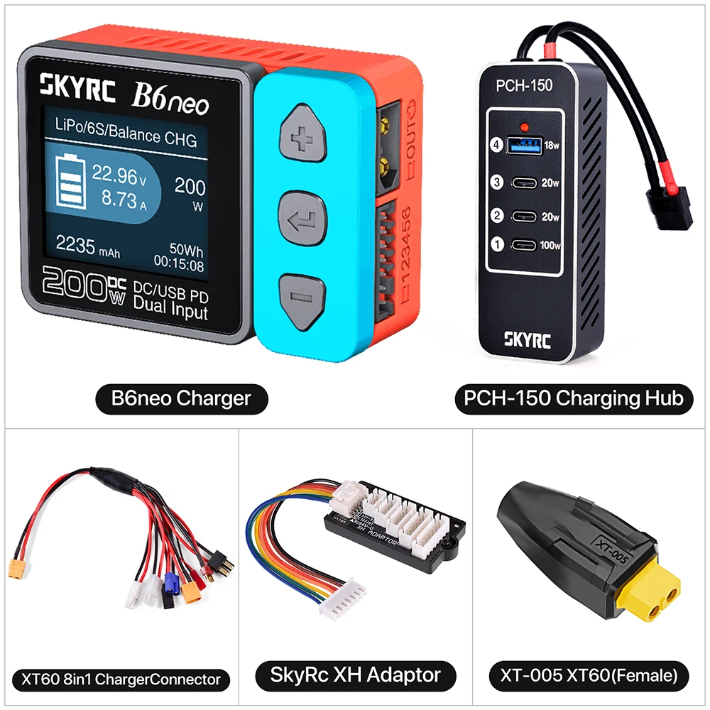 SKYRC B6neo/B6neo + LiPo Batterij Smart Balans Lader DC 200 W PD 80 W Ingang voor RC Model auto Schip Boot Vliegtuig