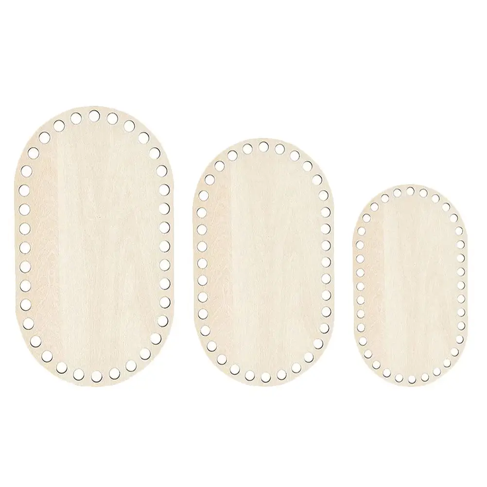3 Buah Tas Kayu Bingkai Tetap Jahit Silang Mini Dasar Pembentuk Bawah Tas Tangan Rajutan DIY Bahan Bawah Keranjang Kayu